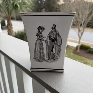 Vintage Great City Traders Portugal Vase - Regency Couple Graphic